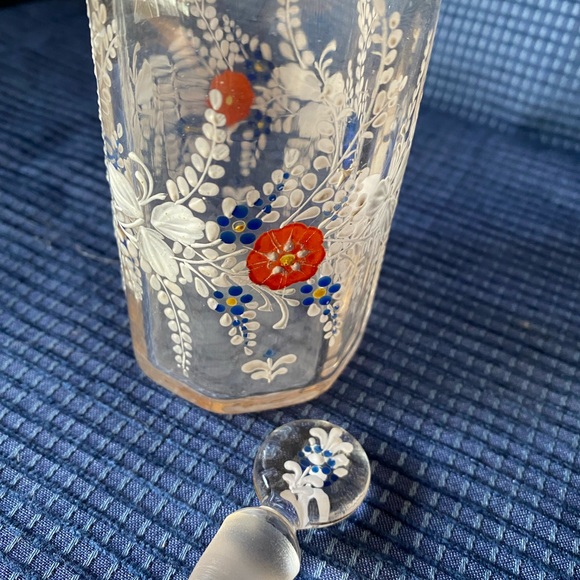 Vintage Hand-painted Apothecary Glass Perfume Bottle - Picture 2 of 7